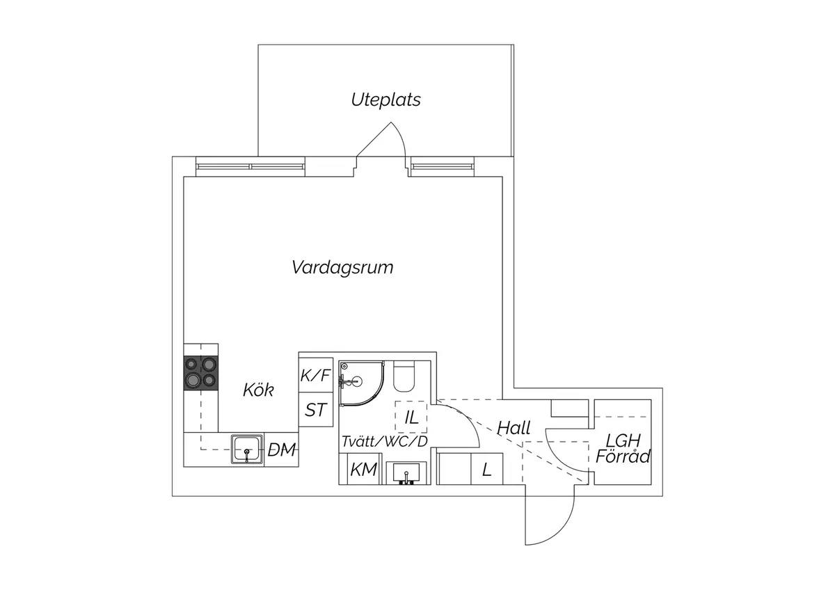 Planritning för Gaffelseglet 44