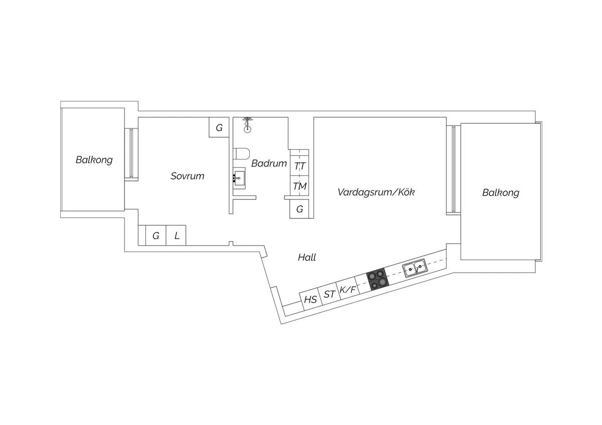 Floor plan for Termikgatan 23C