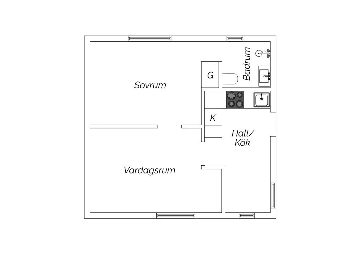 Planritning för Kastanjegatan 19F