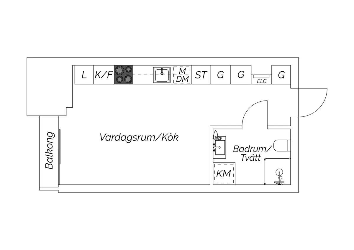Floor plan for Lodjursstråket 1 (Vån 20)