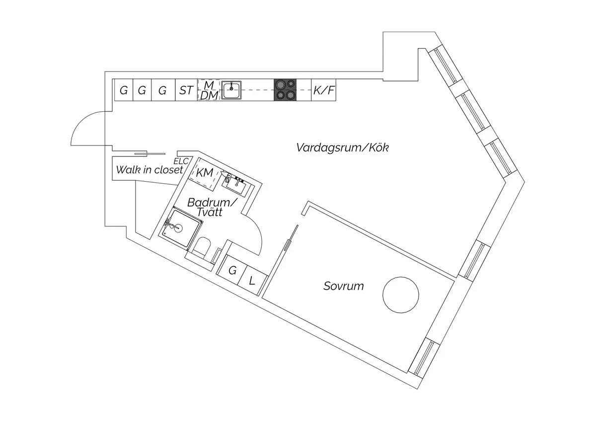 Floor plan for Lodjursstråket 1, Vån 45