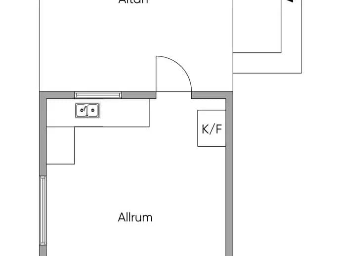 Planritning för Gruvvägen 42, Koloniträdgårdsföreningen Turbo, lott nr 7