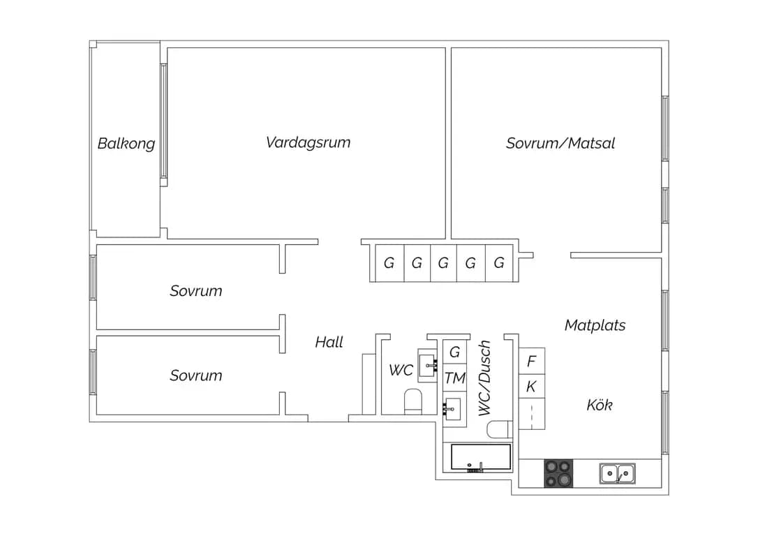 Planritning för Klarabergsvägen 9A
