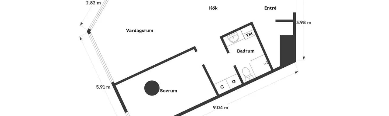 Planritning för Lodjursstråket 1 (Karlatornet Vån 45)