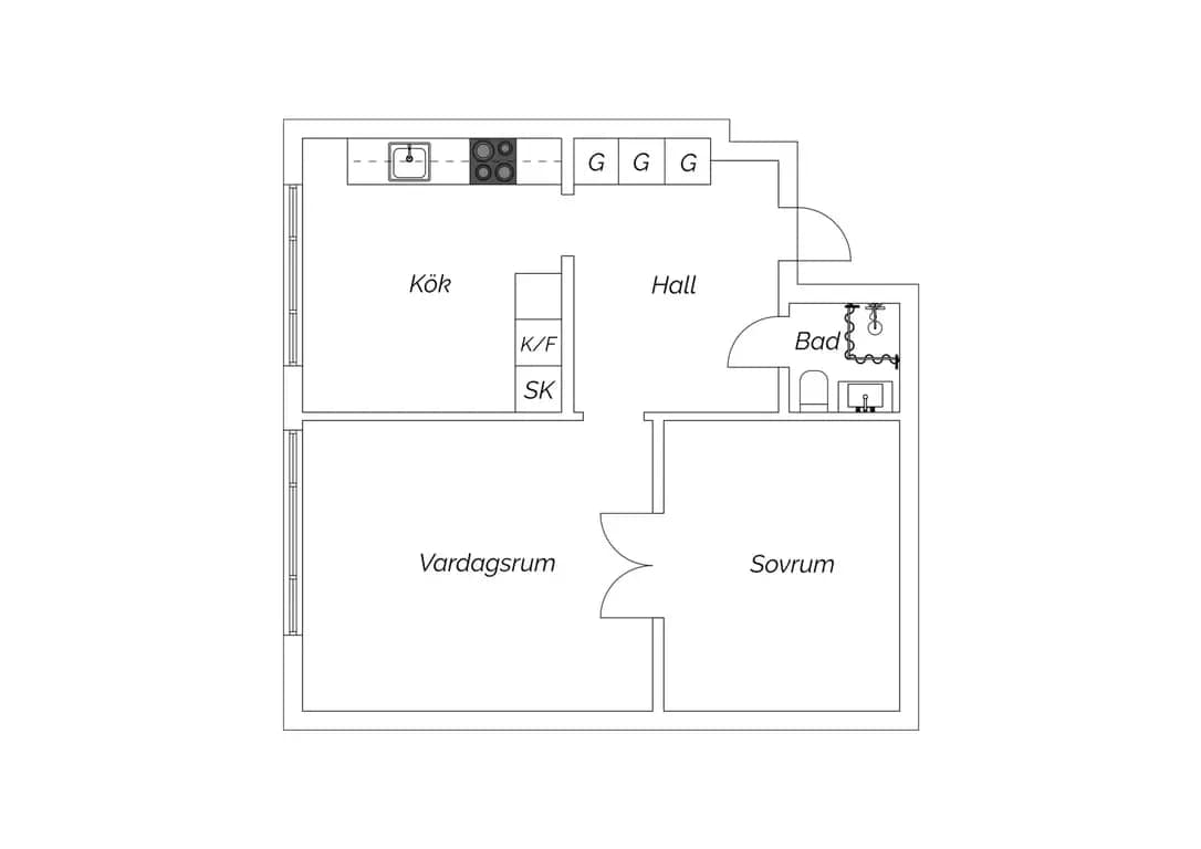 Floor plan for Gibraltargatan 38