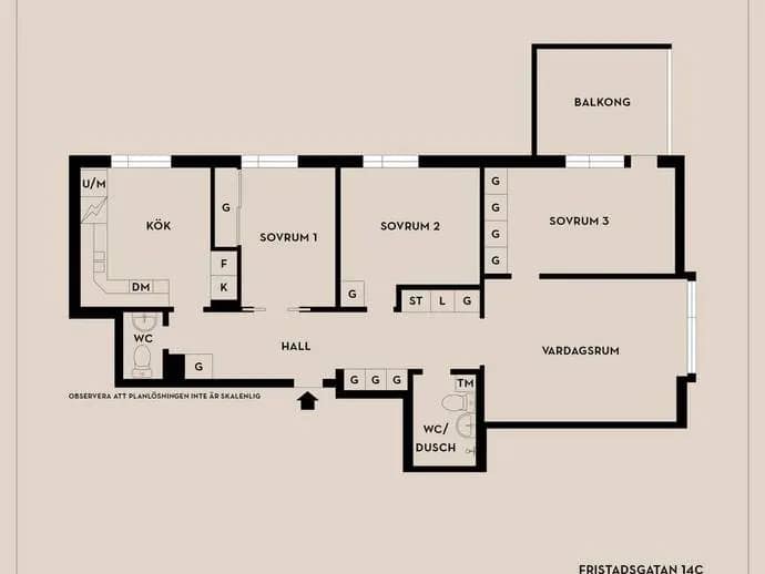 Floor plan for Fristadsgatan 14C