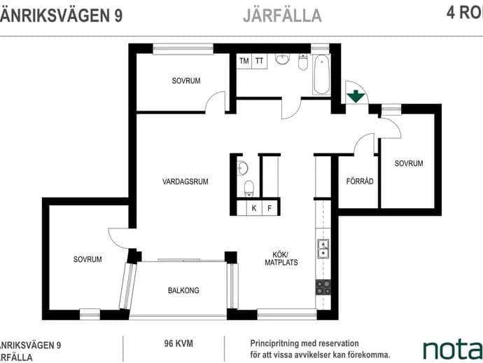 Planritning för Fänriksvägen 9
