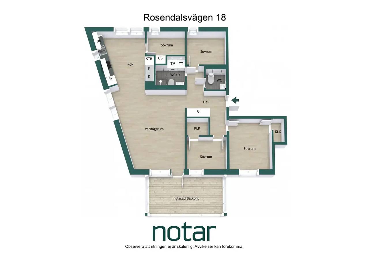 Planritning för Rosendalsvägen 18