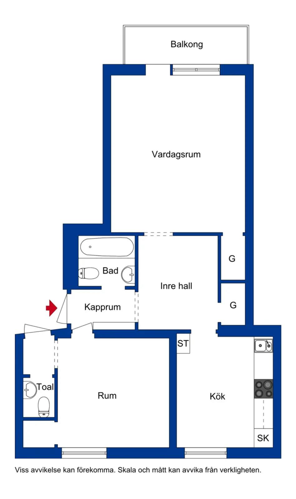 Floor plan for Sankt Persgatan 45B