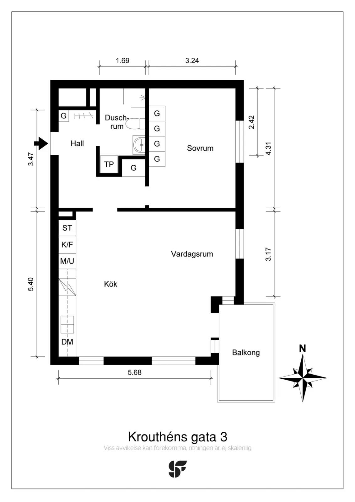 Planritning för Krouthéns gata 3