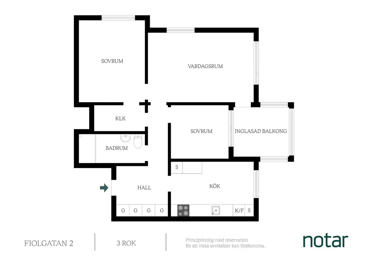 Floor plan for Fiolgatan 2