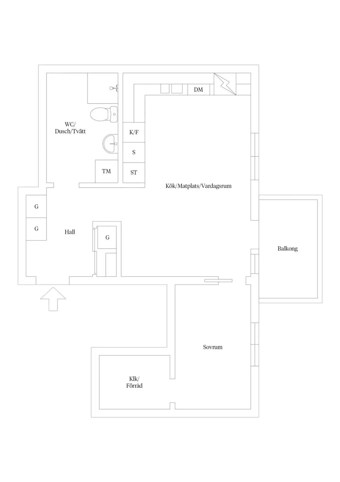 Floor plan for Linnégatan 3E