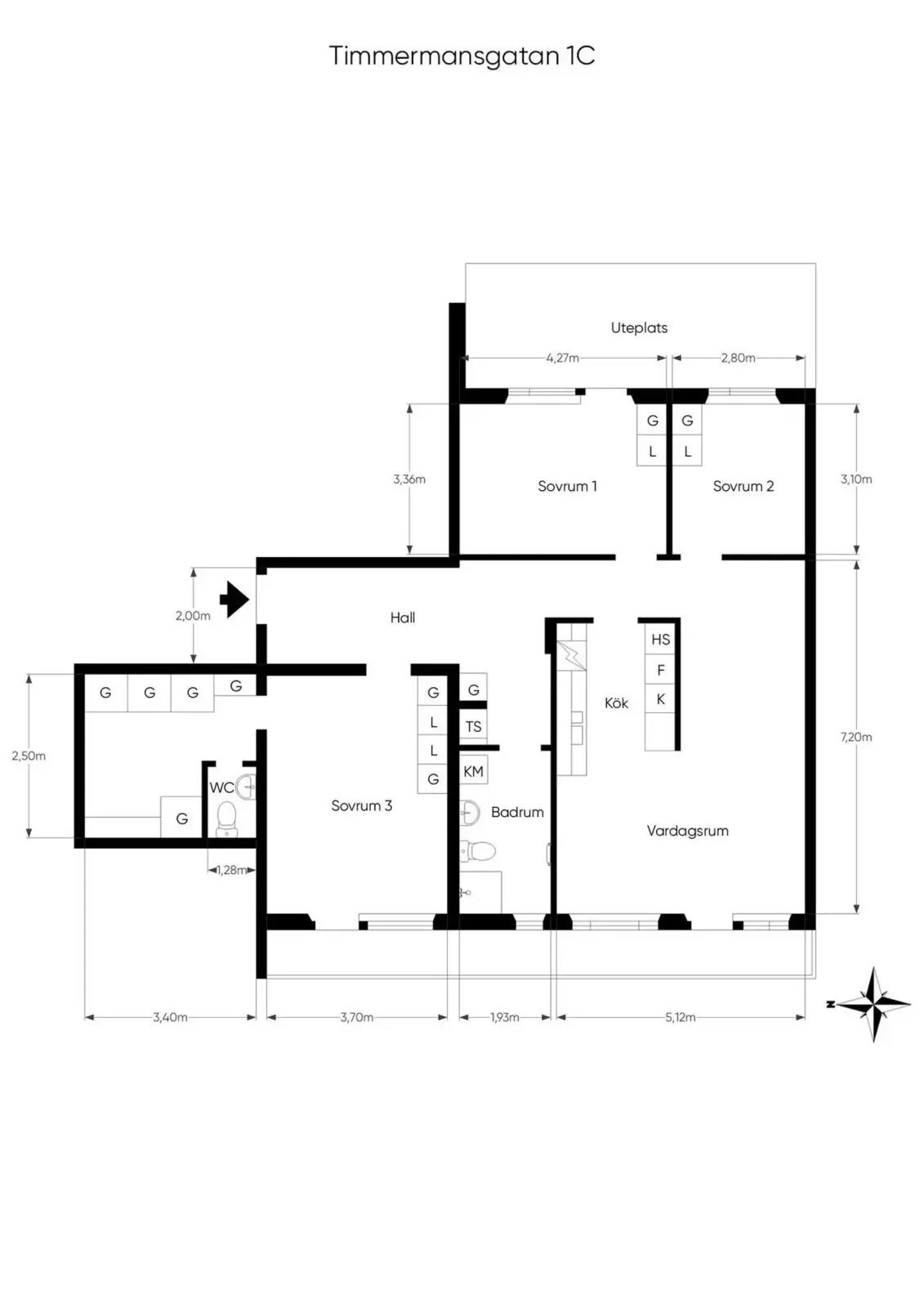 Floor plan for Timmermansgatan 1C