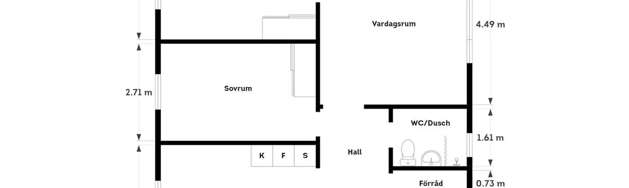 Floor plan for Arvid Lindmansgatan 17B