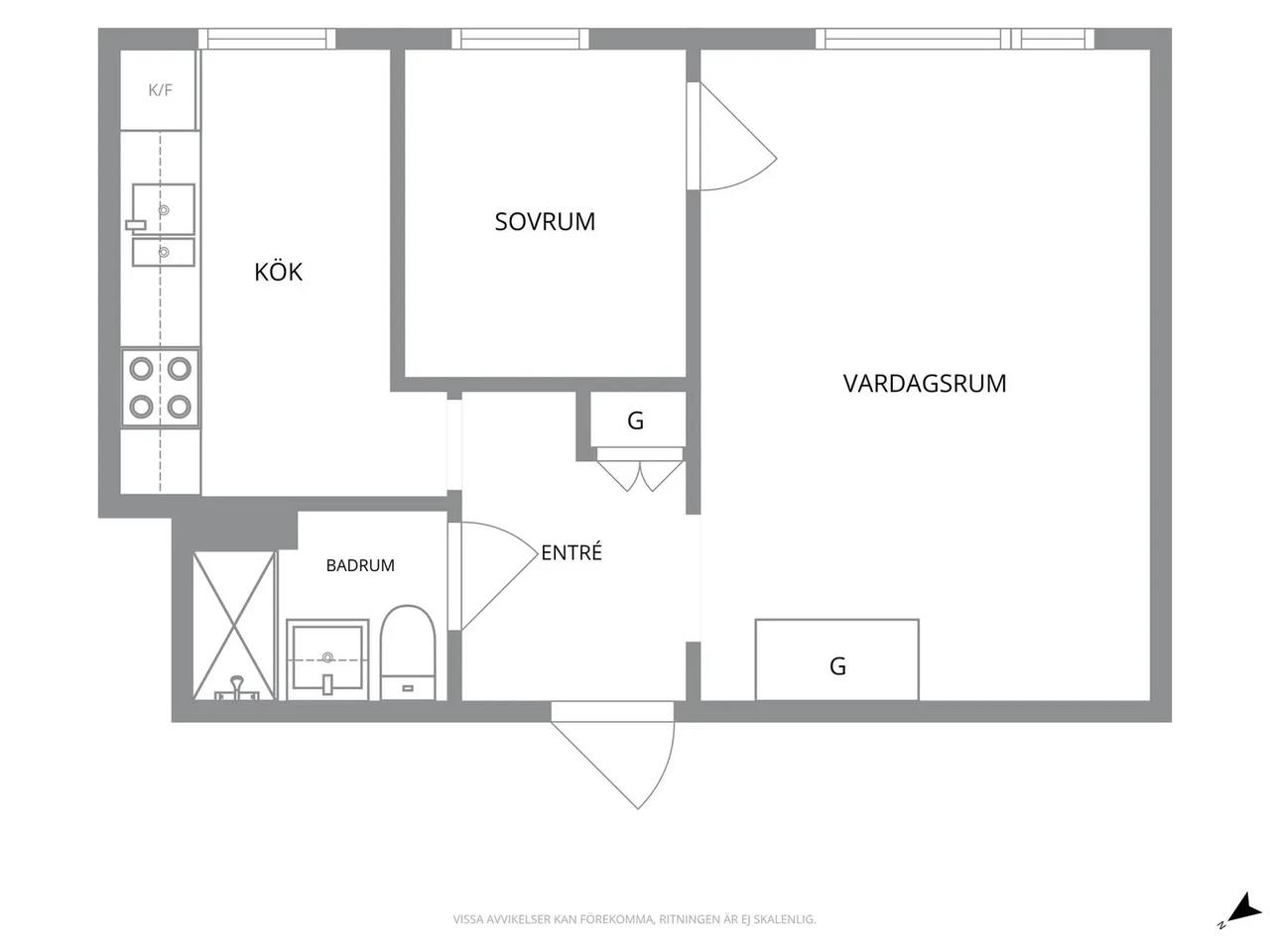 Floor plan for Kopparmöllegatan 18c