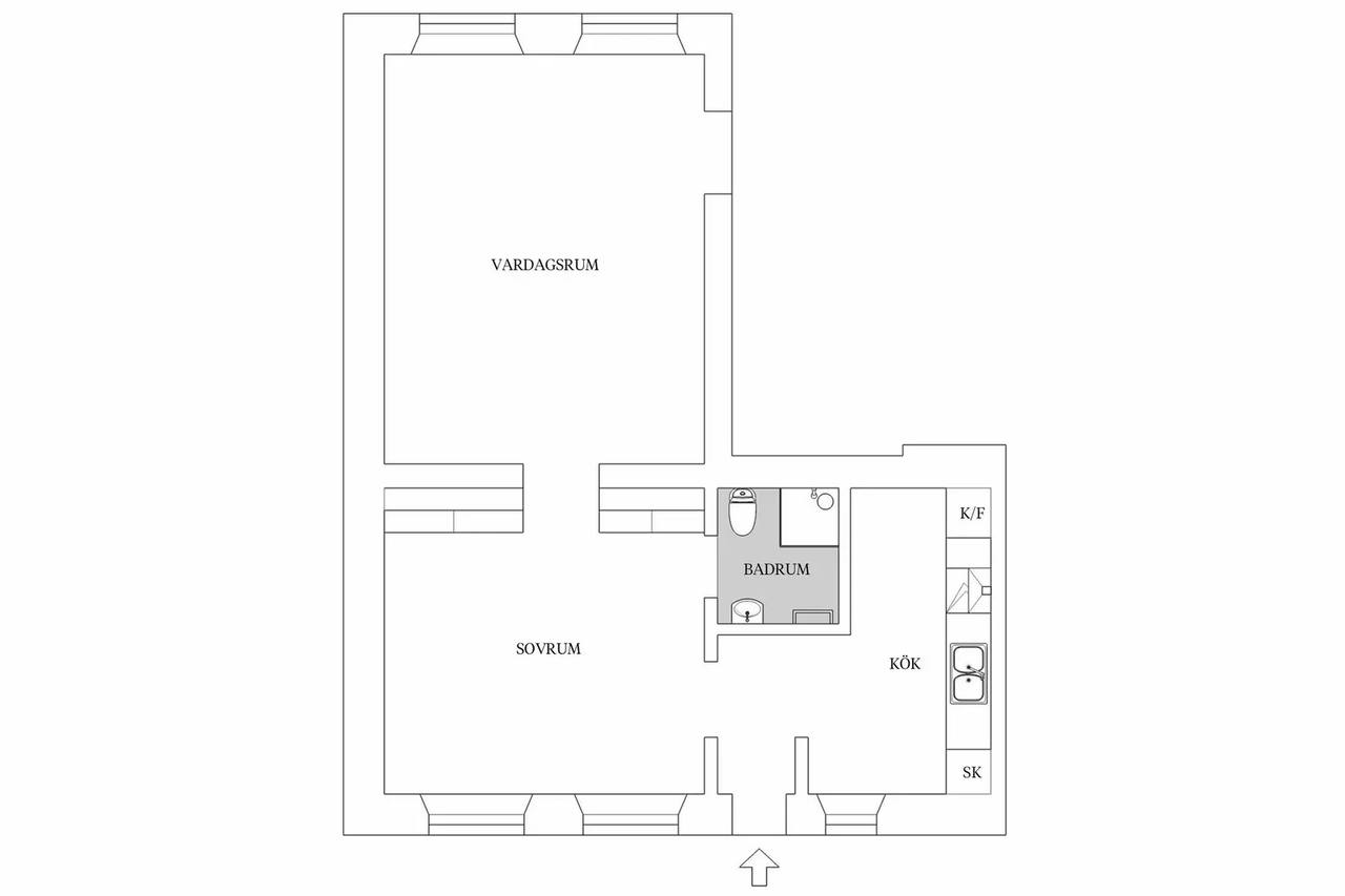 Planritning för Lilla Algatan 3B