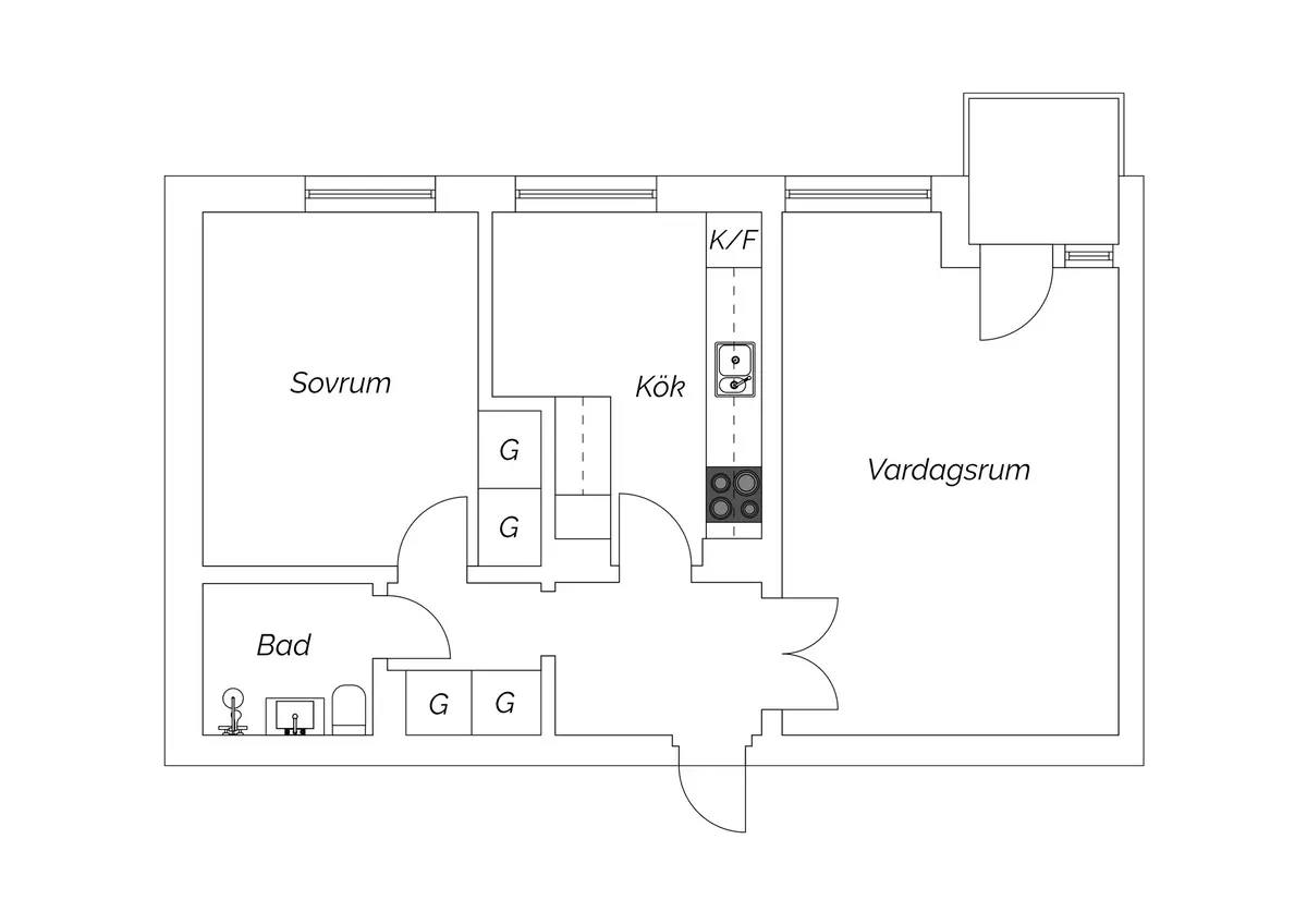 Floor plan for Skolmästaregatan 2A