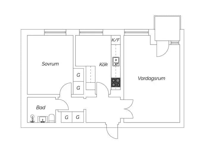 Planritning för Skolmästaregatan 2A