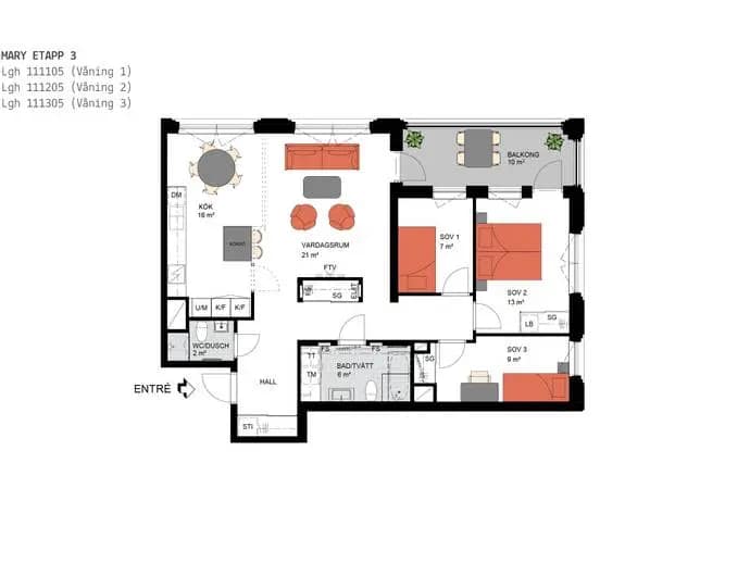 Floor plan for Ångloksgatan 28