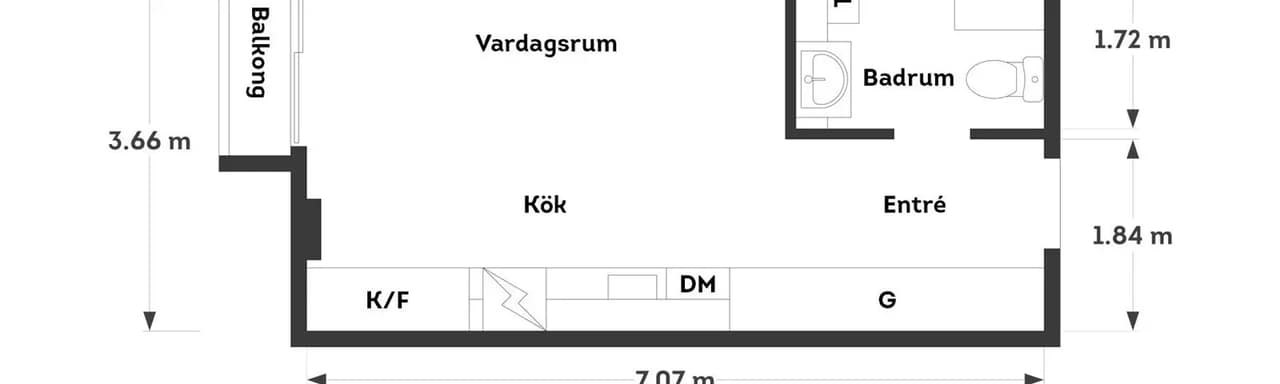 Floor plan for Lodjursstråket 1 (Karlatornet vån 26 norrläge)