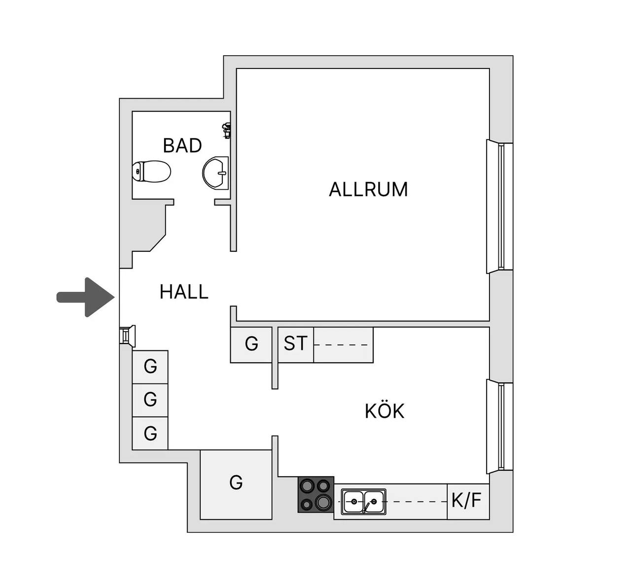 Floor plan for Gillesgatan 3A