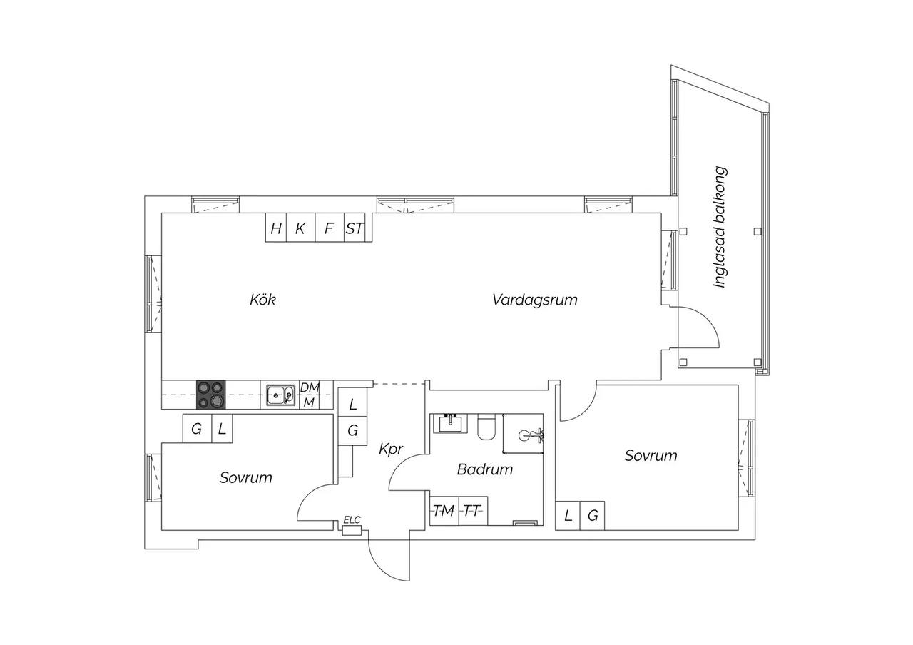 Planritning för Hammarögatan 14