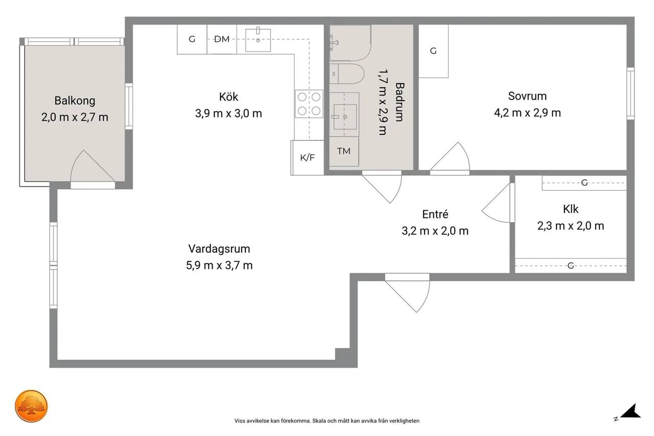 Floor plan for Kyrkogatan 1A