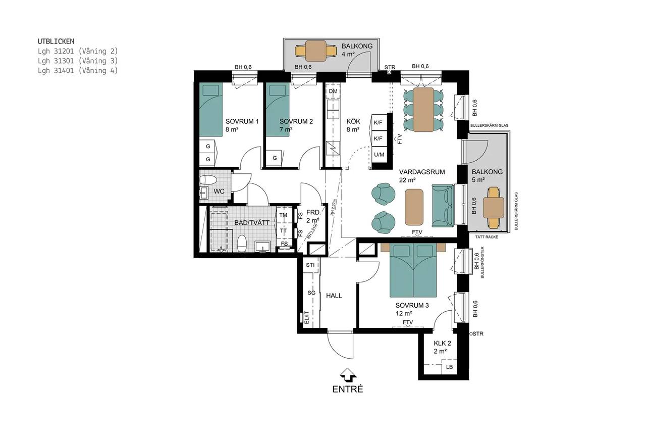 Floor plan for Blockstensgatan 10