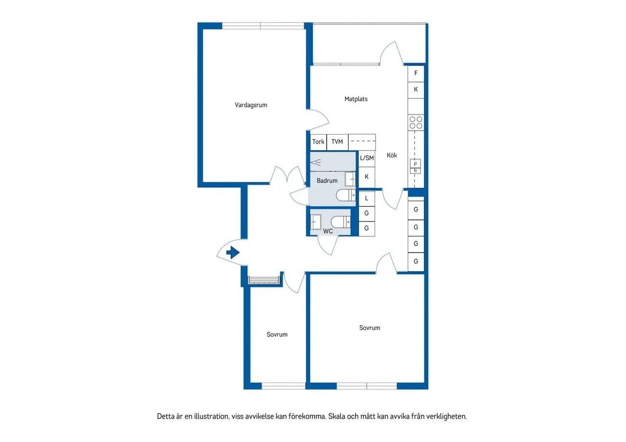 Planritning för Skönsbergsvägen 21 B