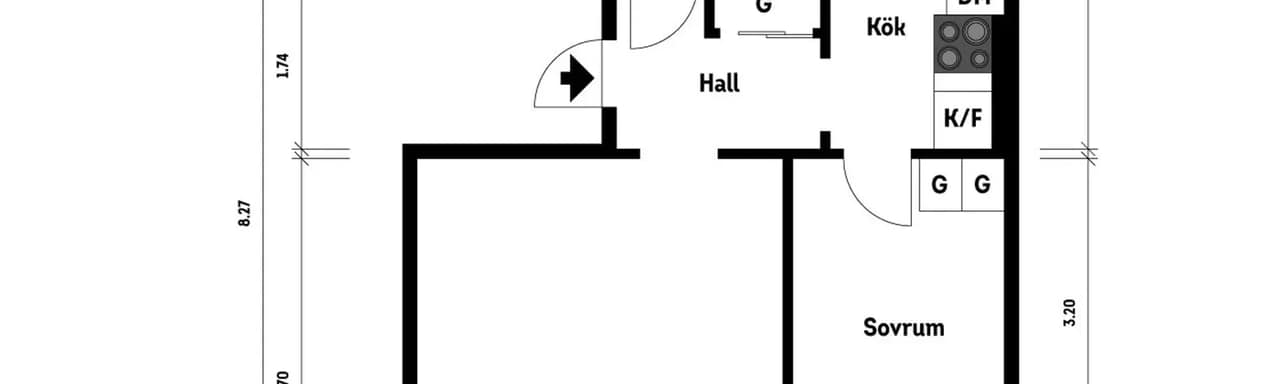 Floor plan for Östanvindsgatan 11B
