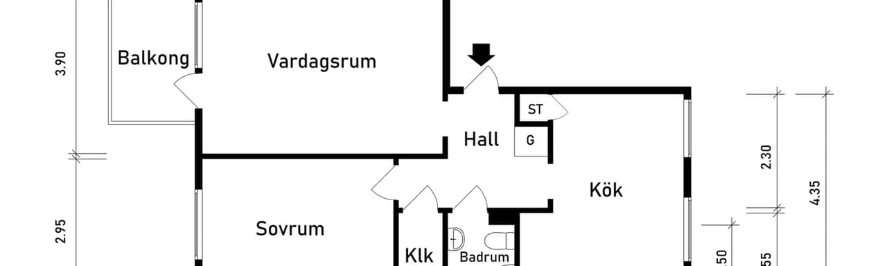 Floor plan for Östanvindsgatan 13C