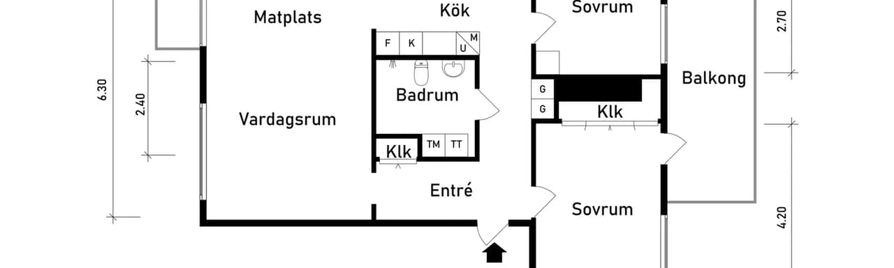 Floor plan for Gustaf Dalénsgatan 5B