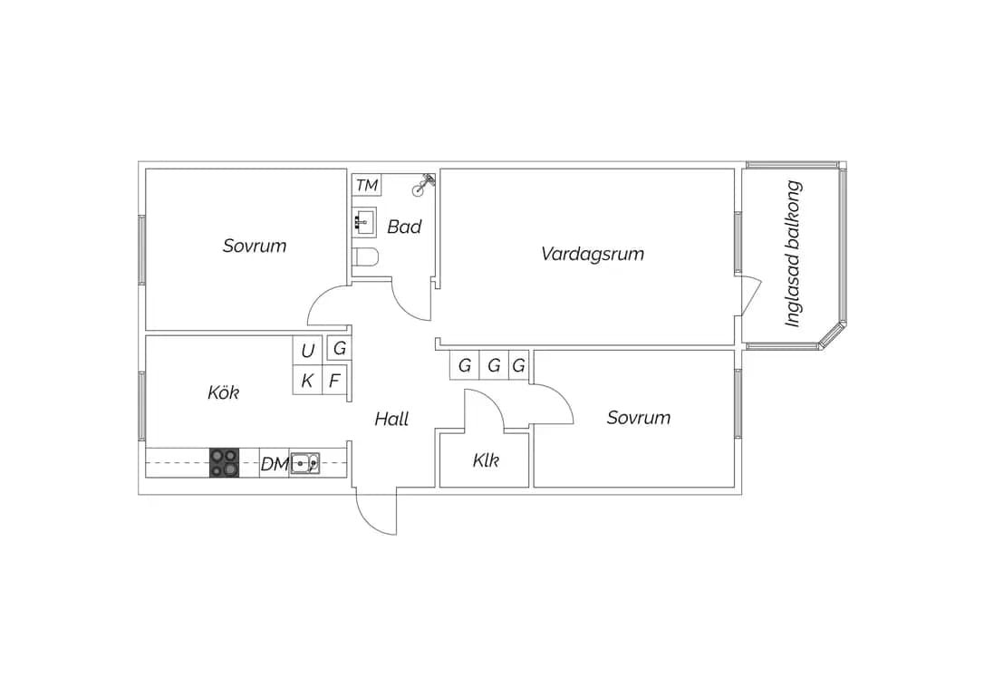 Floor plan for Malmövägen 11E