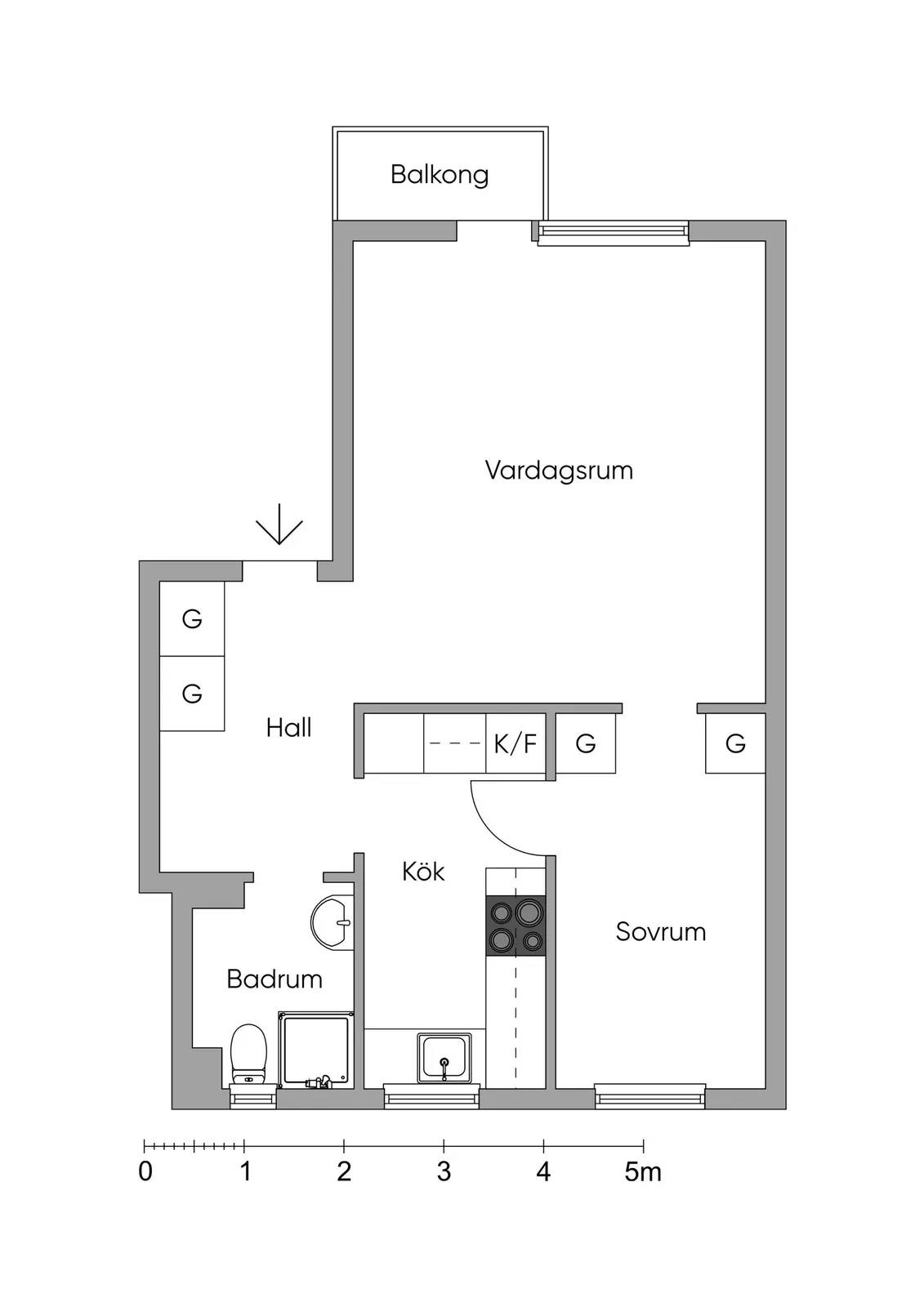 Planritning för Spångavägen 42A