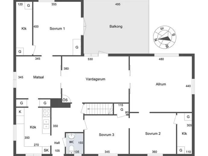 Floor plan for Floravägen 3