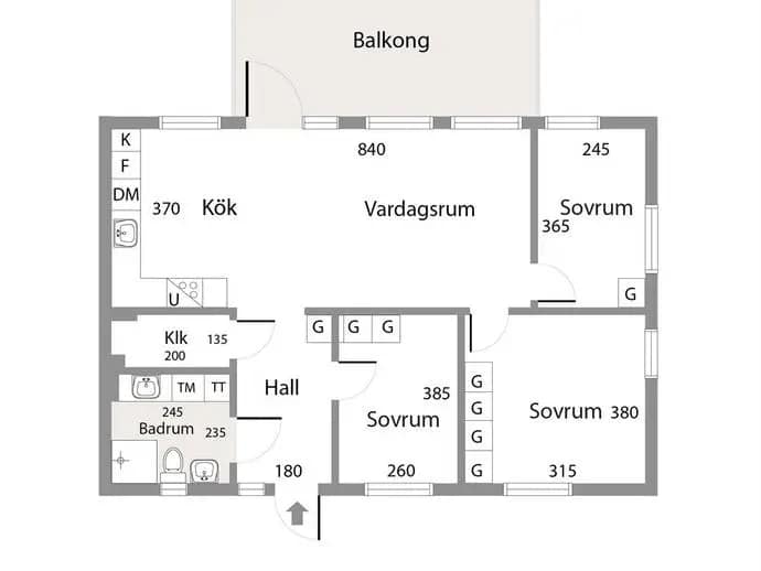 Floor plan for Östra Sundskogsvägen 64F
