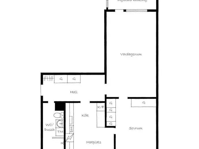 Floor plan for Pinnharvsgatan 3A