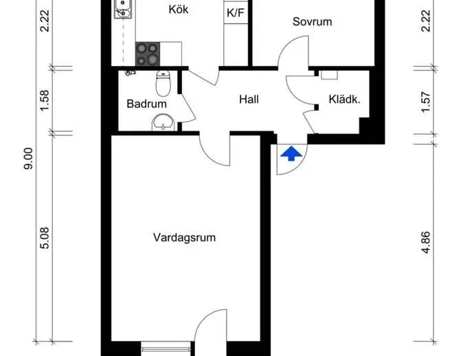 Floor plan for Lövskogsgatan 13A