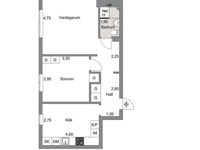 Floor plan for Lohegatan 36