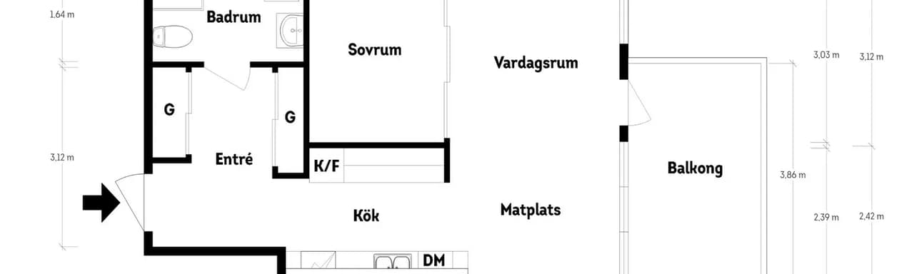 Planritning för Ebbe Lieberathsgatan 14A