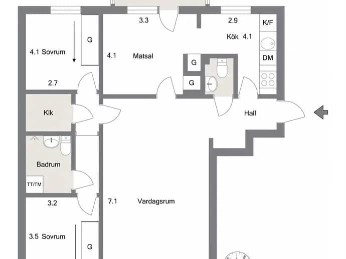 Floor plan for Malmgatan 4 D