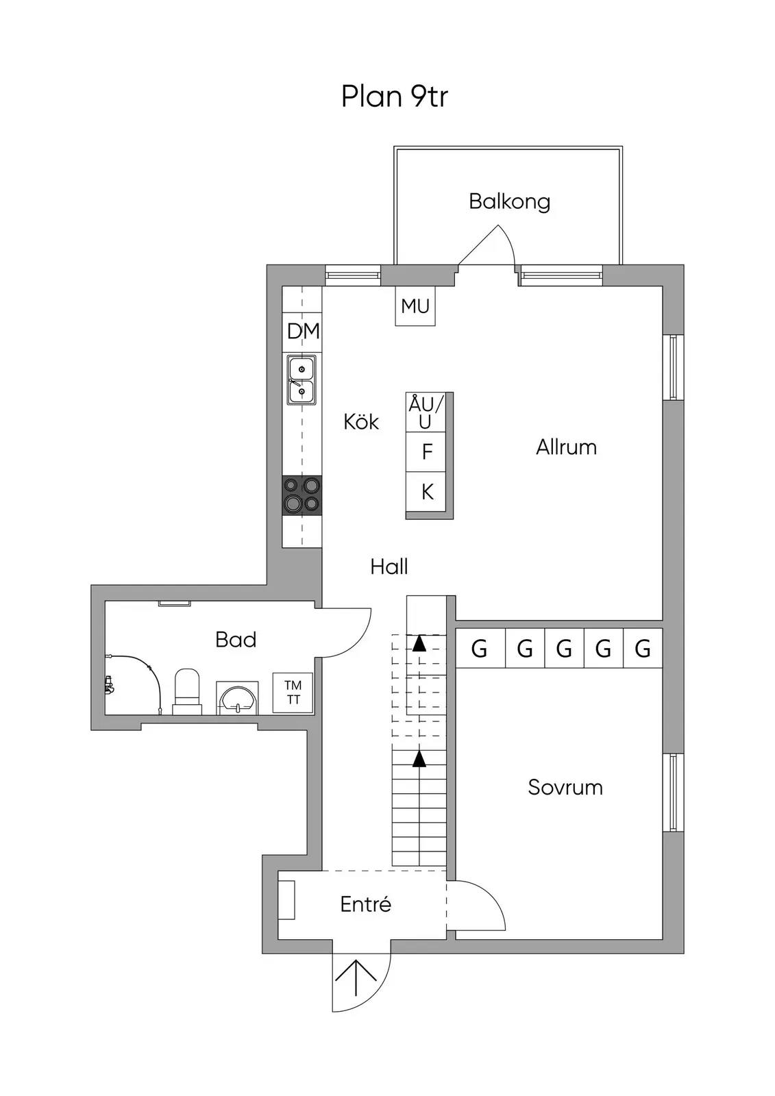 Floor plan for Fruängsgatan 39, vån 9 och 10
