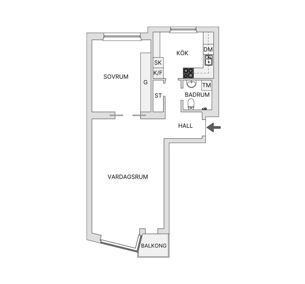Floor plan for Sadelmakaregatan 1C