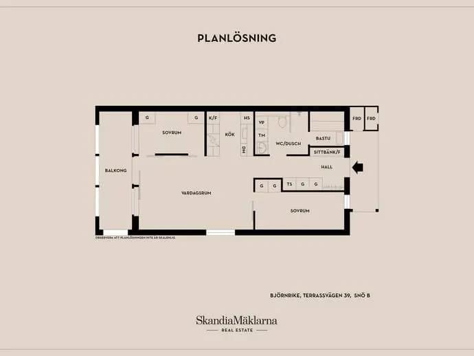 Planritning för Björnrike, Terrassvägen 39:8