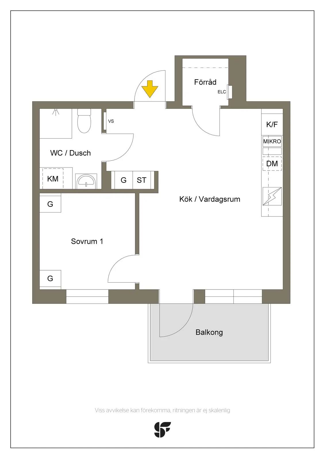 Planritning för Väsjöpromenaden 17, 1 Tr