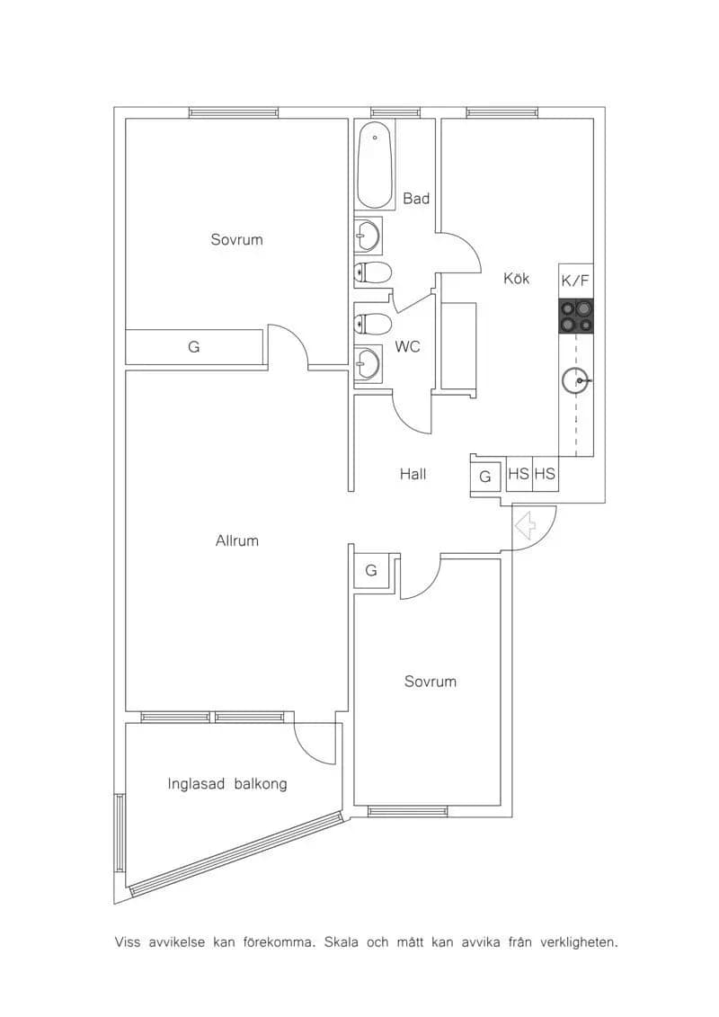 Floor plan for Södra Hunnetorpsvägen 46A