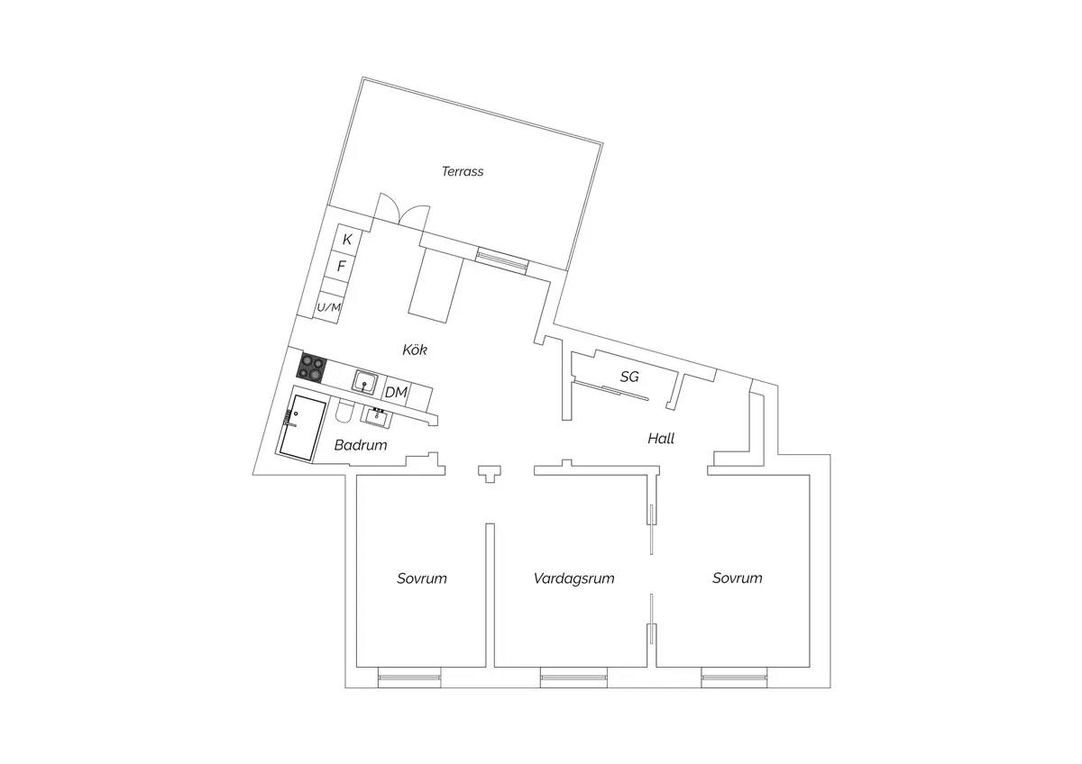 Floor plan for Davidshallsgatan 27B