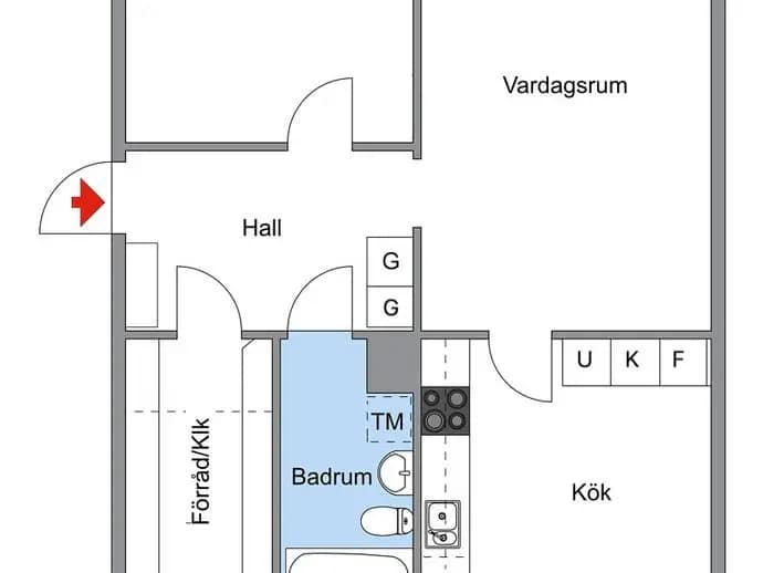 Planritning för Tre Källors väg 9