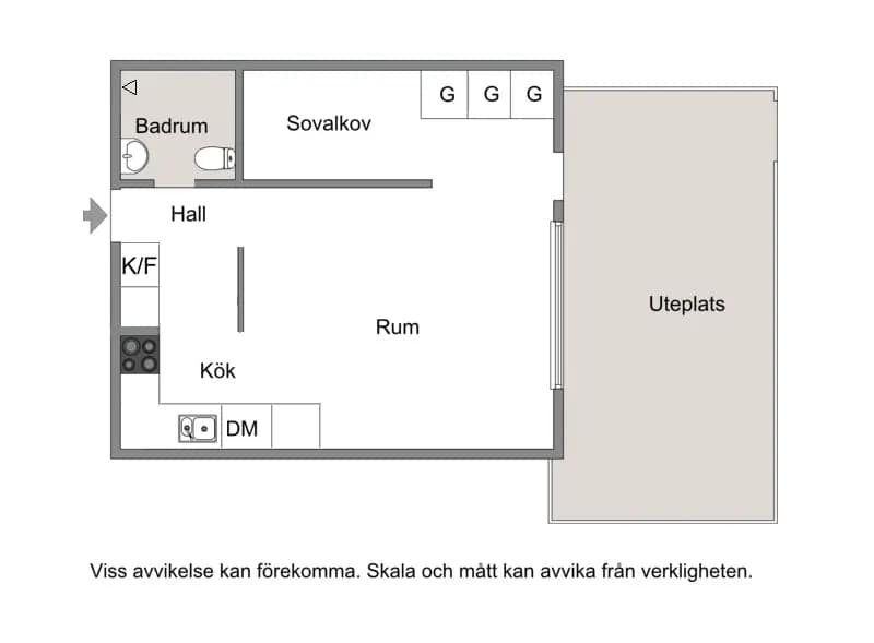 Floor plan for Kungsklippan 11, nb med uteplats!