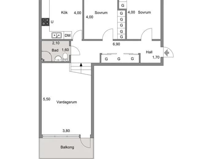 Planritning för Övre Torekällgatan 28B